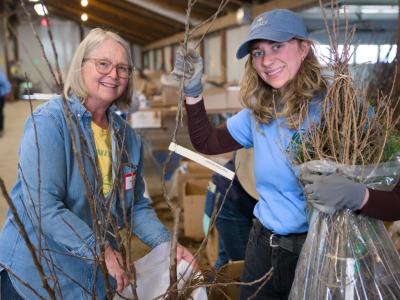 Volunteers packing tree orders  (Photo Credit: Paul Michael Peters)
